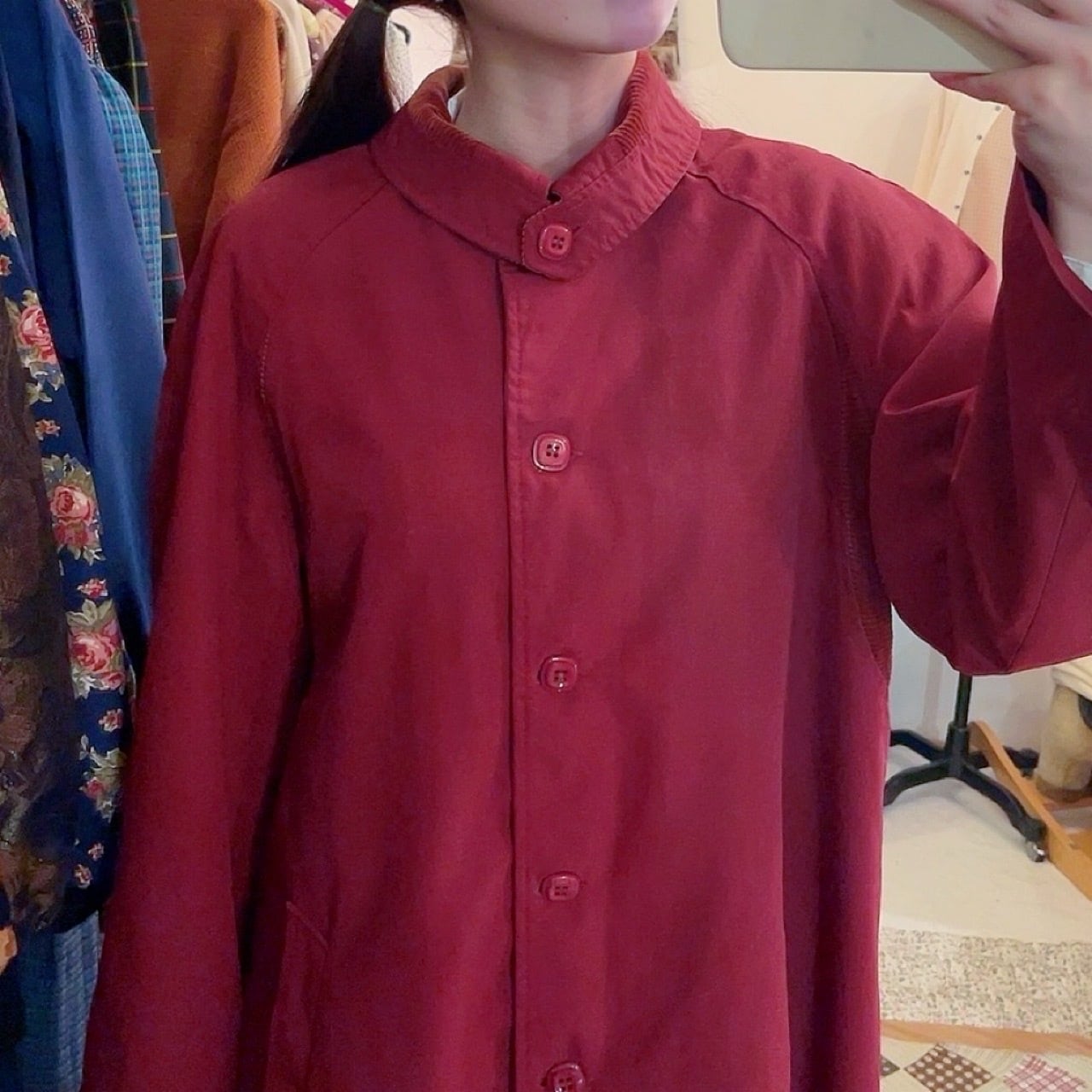 bordeaux check liner coat