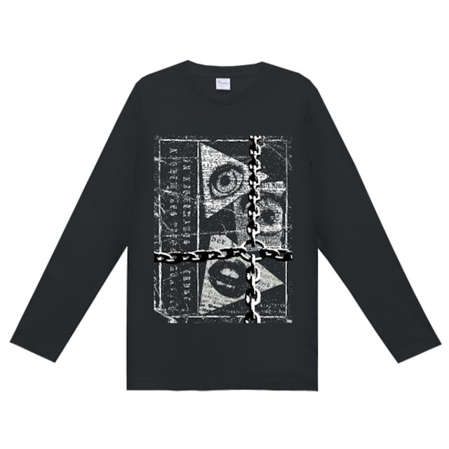 ◇『RUFFIN_ORIGINAL』NIGHTMARE BLACK LETTERブラックロングTシャツ（ror_0005）