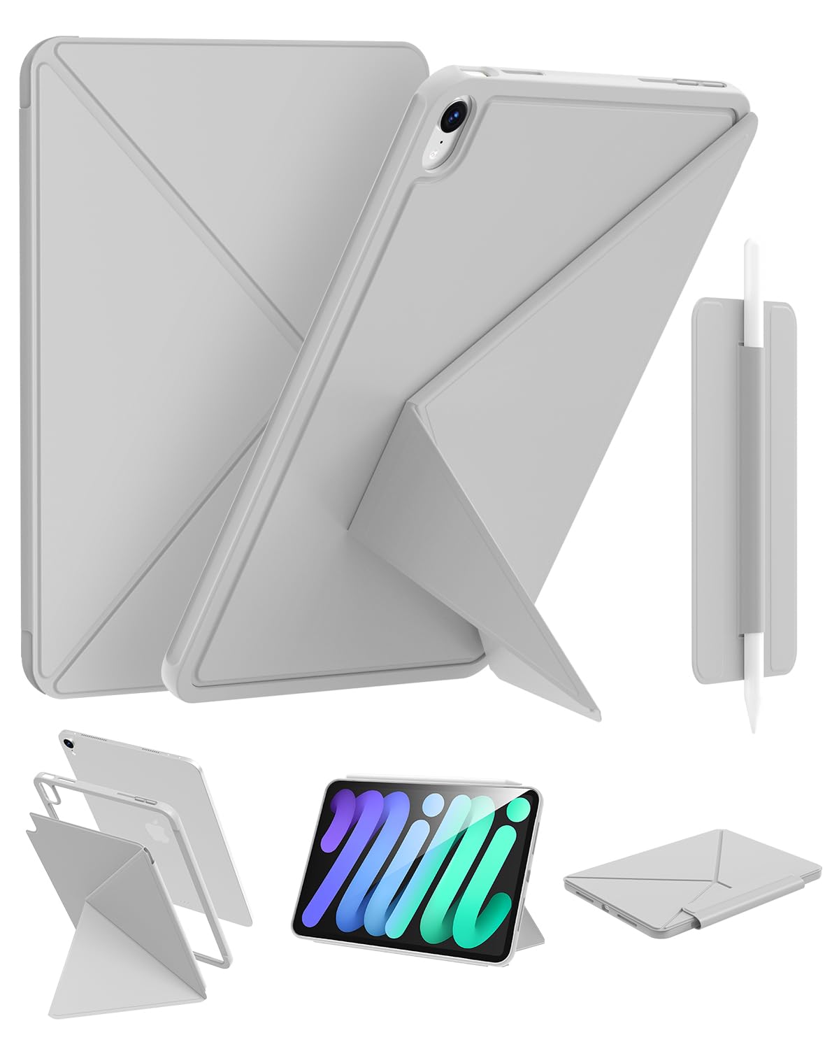 VioraShell iPad mini7 ケース(A17 Pro、2024)iPad mini 第7/6世代 ケース 磁気吸着 タブレットスタンド