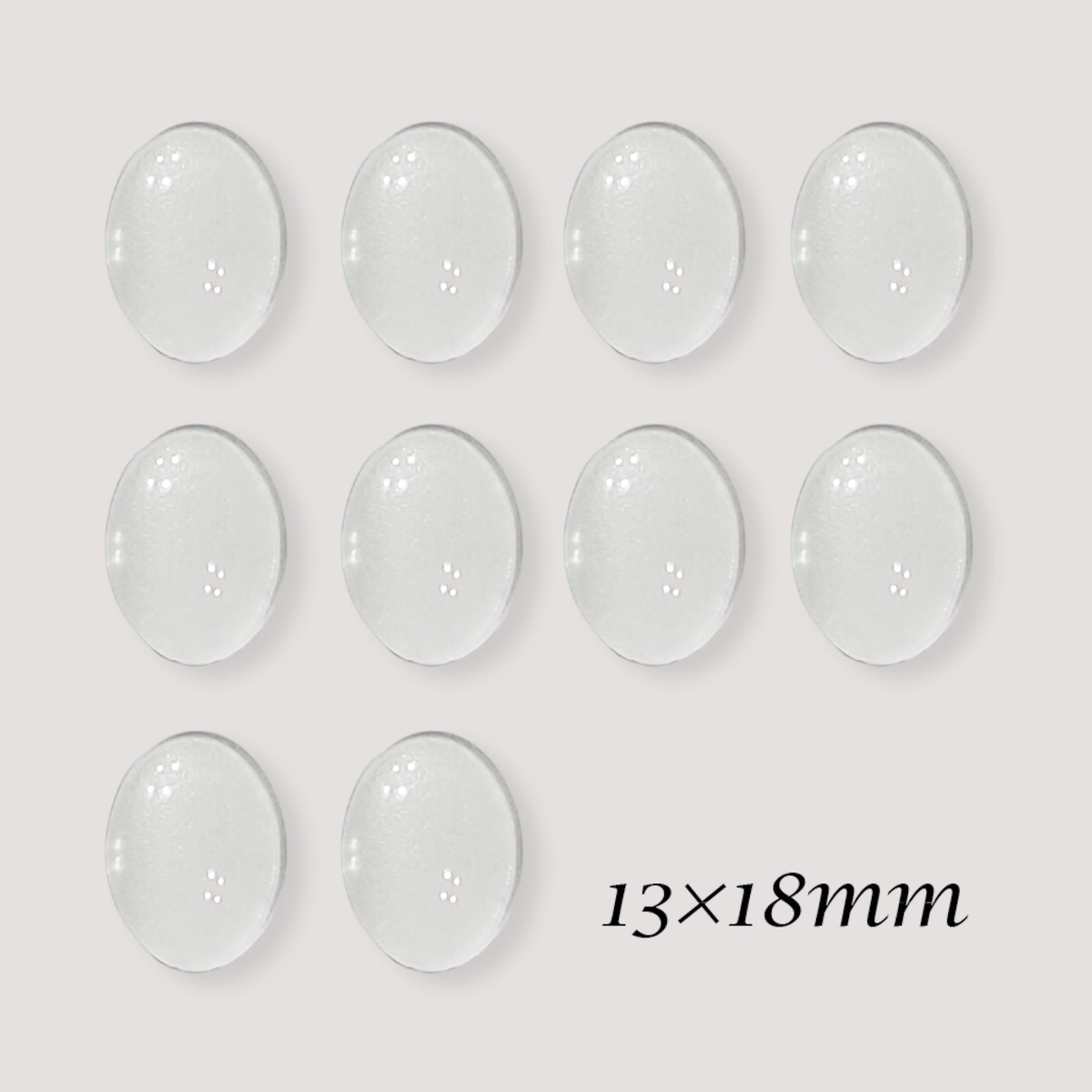 10個セット】ガラスカボション 透明 クリア 13mm×18mm | リボンと 