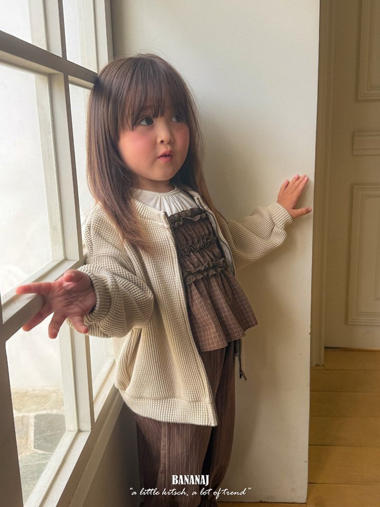 韓国子供服 / BANANA J / 26Autumn / ワッフル ジャケット / 秋服 / キッズ *XS~JS*
