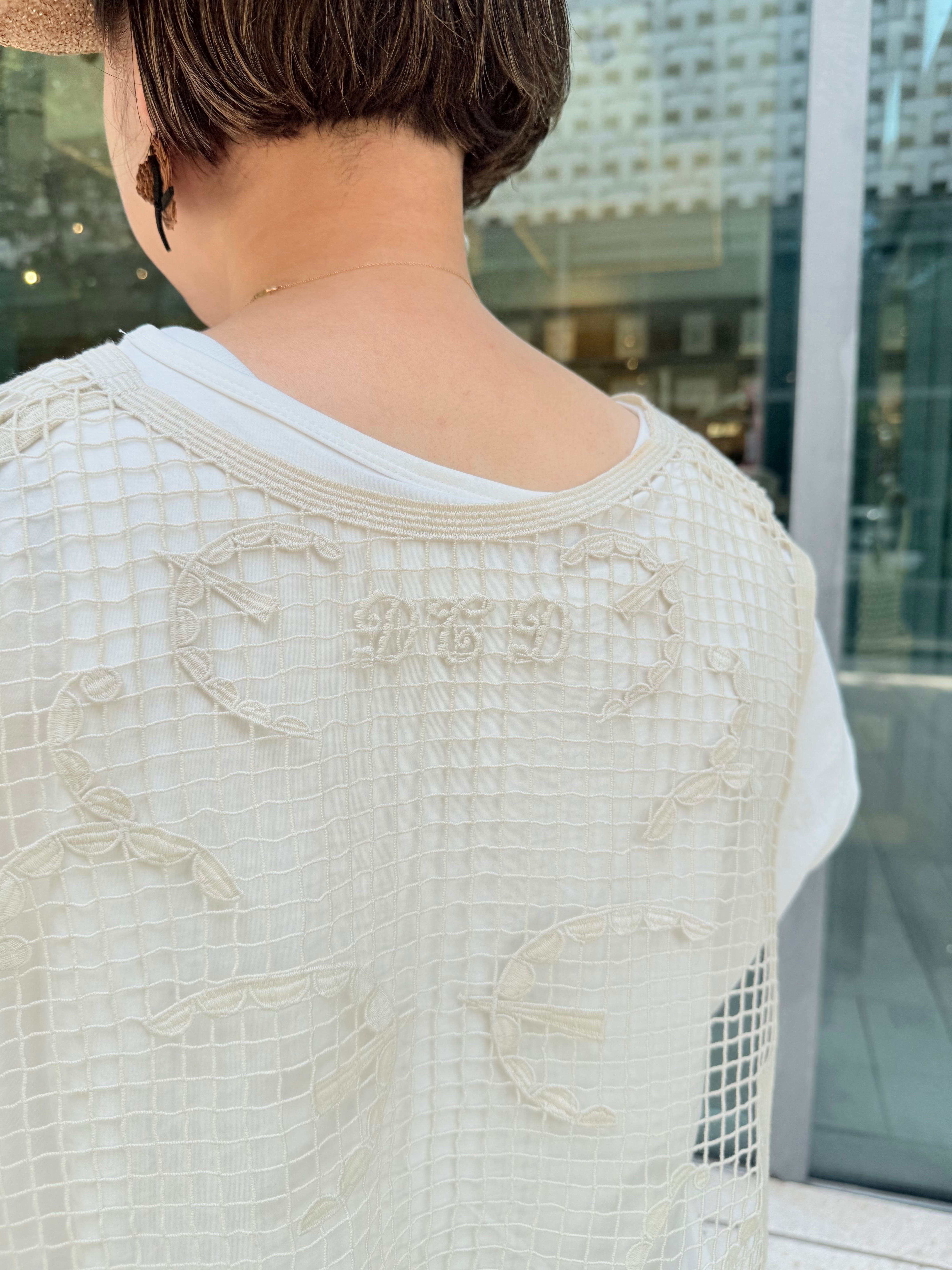 アンティークホワイト）つけ襟レースベスト | dottodot-works