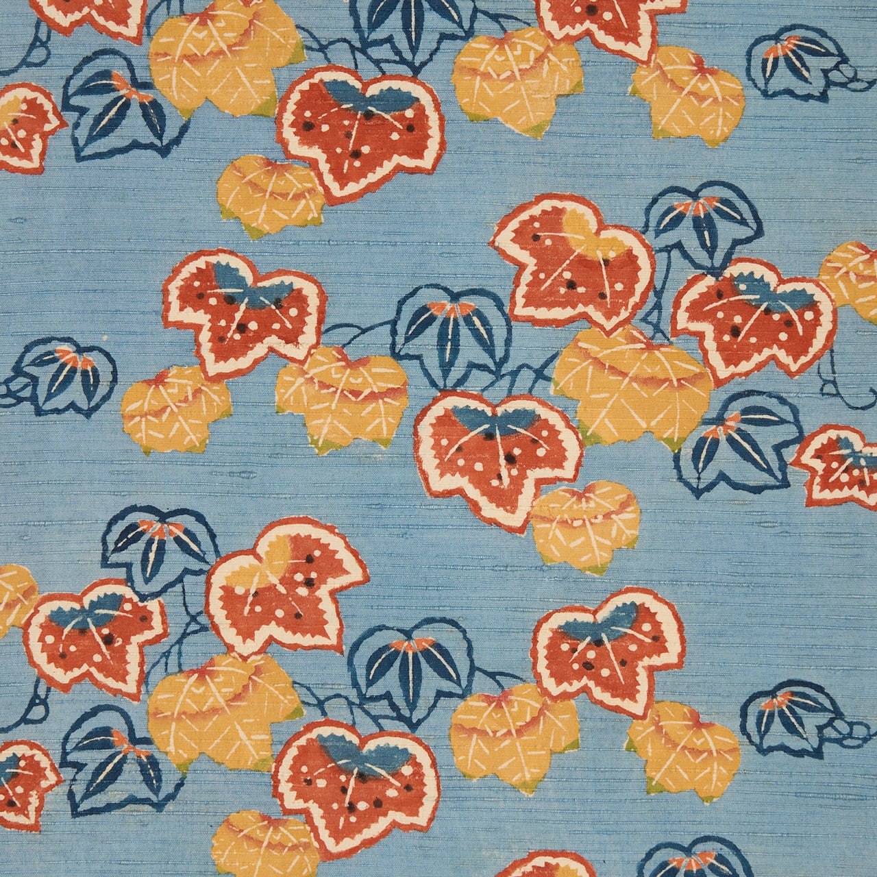 蔦紅葉の模様 型絵染 全通名古屋帯【中古】 | かわの屋