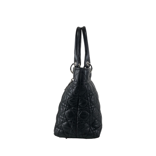 Christian Dior クリスチャン ディオール レディディオール ハンドバッグ ブラック カナージュ ロゴチャーム レザー vintage ヴィンテージ オールド ymgxfh