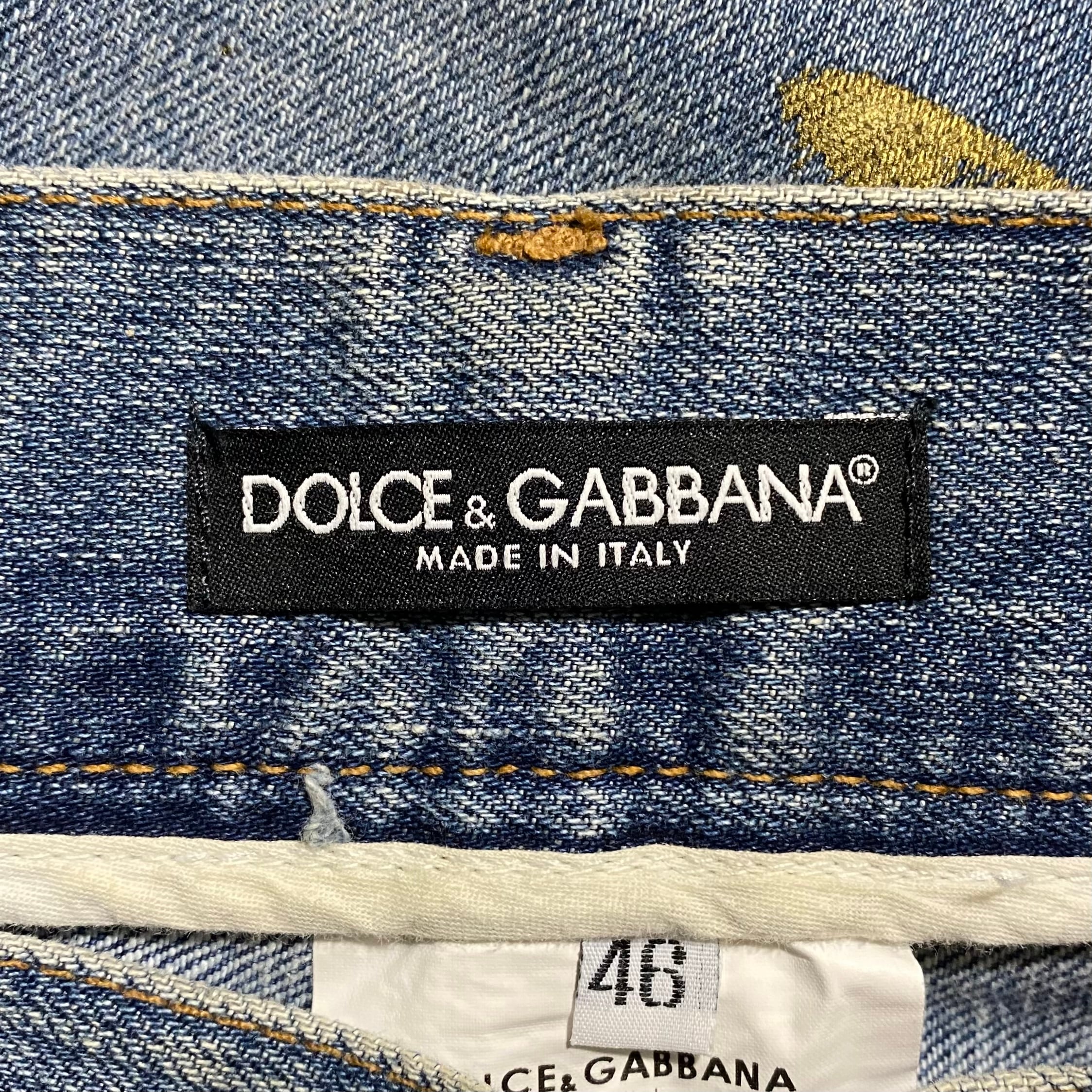 DOLCE&GABBANA gold×silver paint denim pants | NOIR ONLINE
