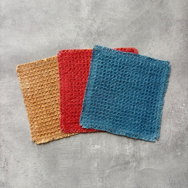 草木染 コースター リネンワッフル生地 リネン100% 3color・4type