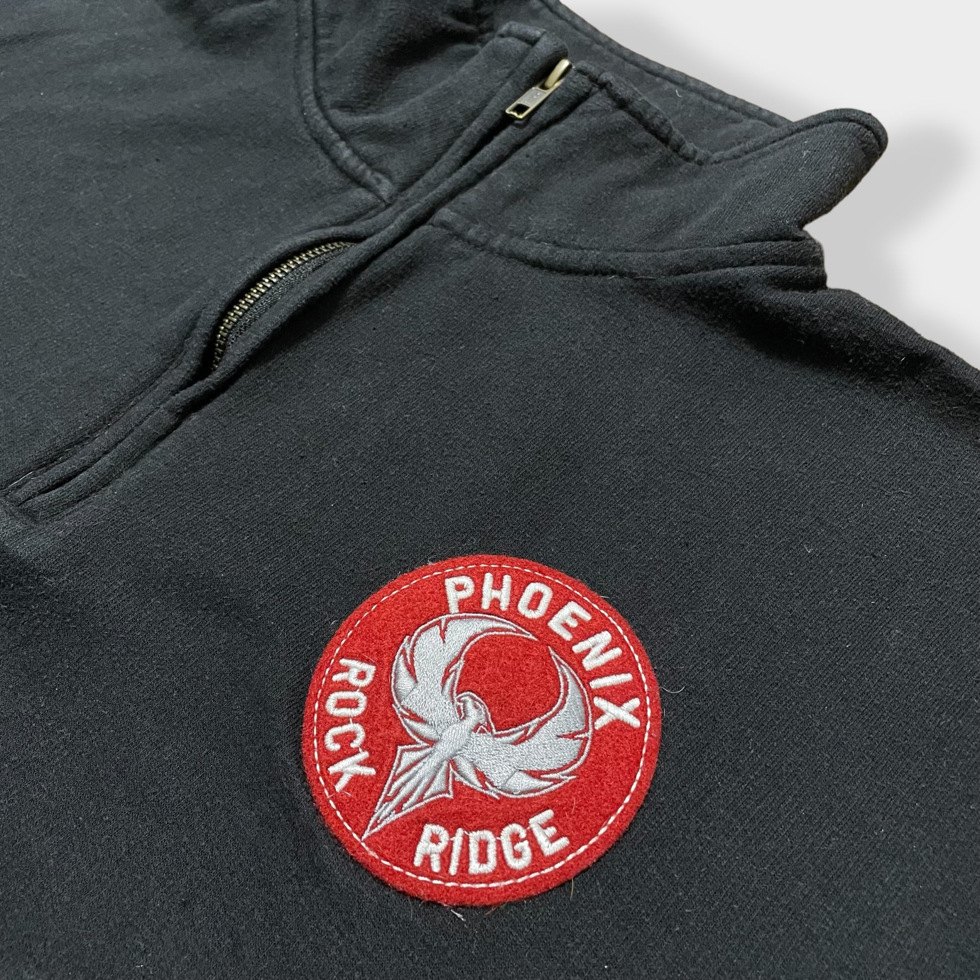 MVSPORT】高校 バスケットボール ハーフジップ スウェット プルオーバー ワッペン 刺繍 ワンポイント カンガルーポケット Rock Ridge  Phoenix L US古着 古着屋手ぶらがbest