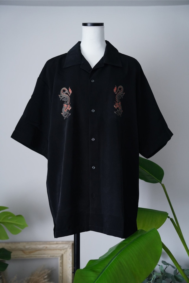 限定受注生産　Keisukeyoneda /japan graphic silky open colour shirt  "龍"