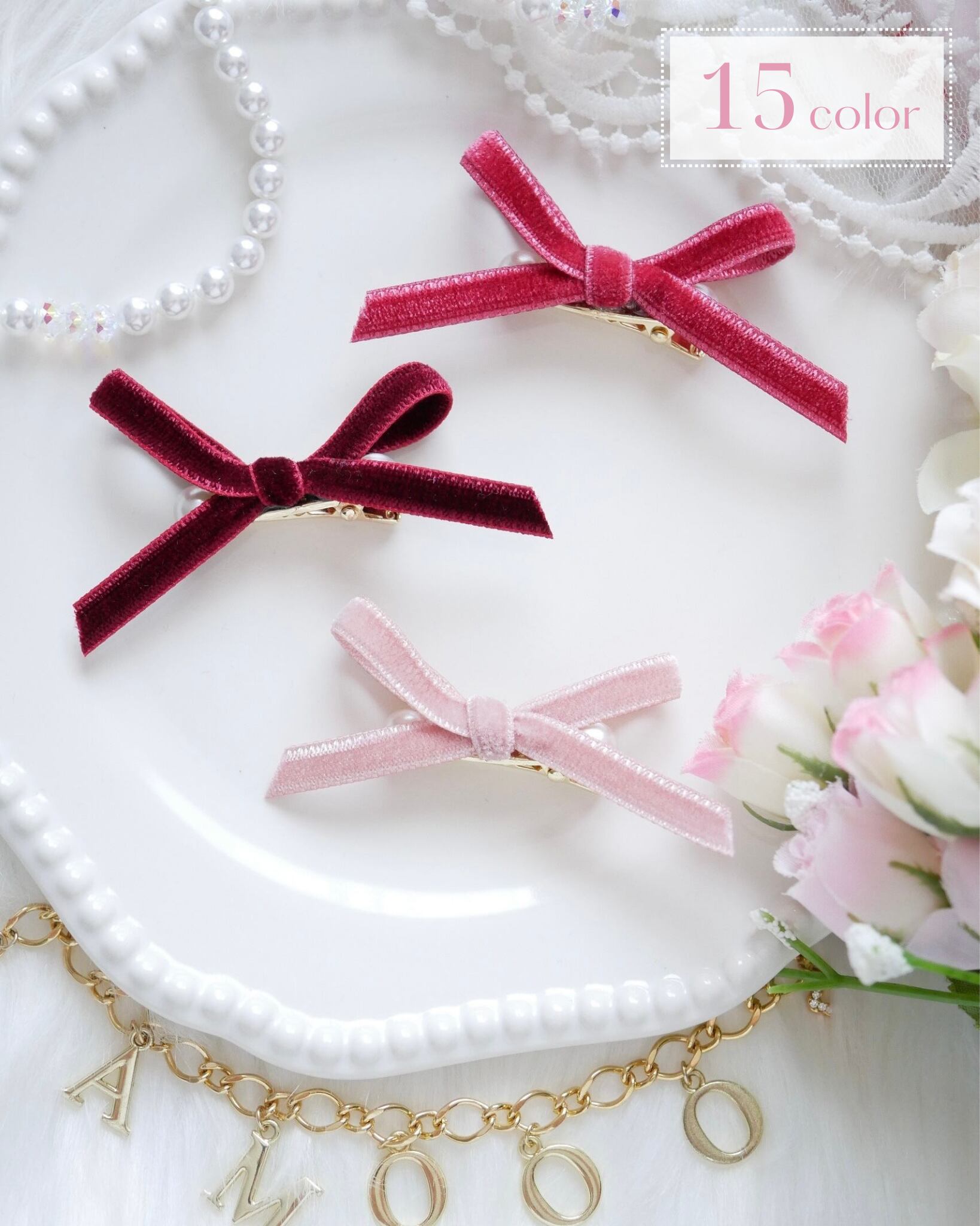 再販】上品ベルベット♡ハンドメイドリボンベビーキッズリボン  