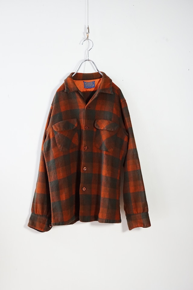 70’s PENDLETON -Open Collar Check Shirt- / M / ペンドルトン ボードシャツ