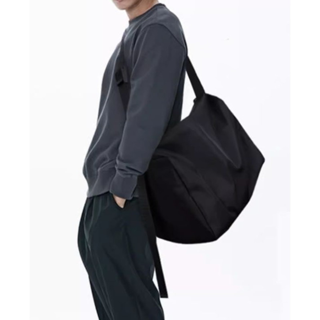 Belted Shoulder Strap Plain Tote Bag ◇H0911