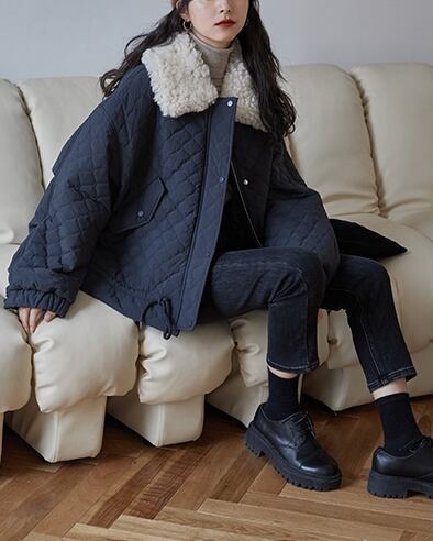 0122-1】Boa quilting collarless coat lq4aW8hYrK