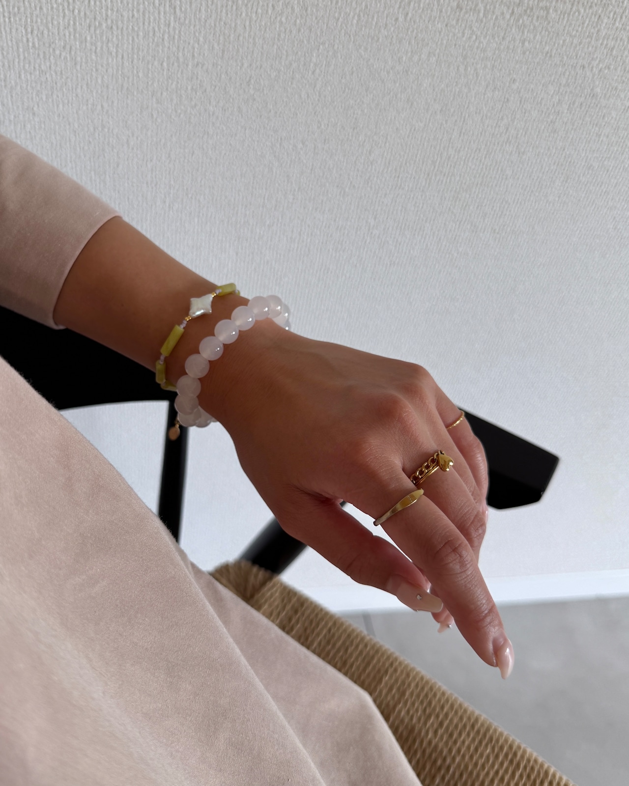 Pistachio & Pearl Mix Beads bracelet［GB41］