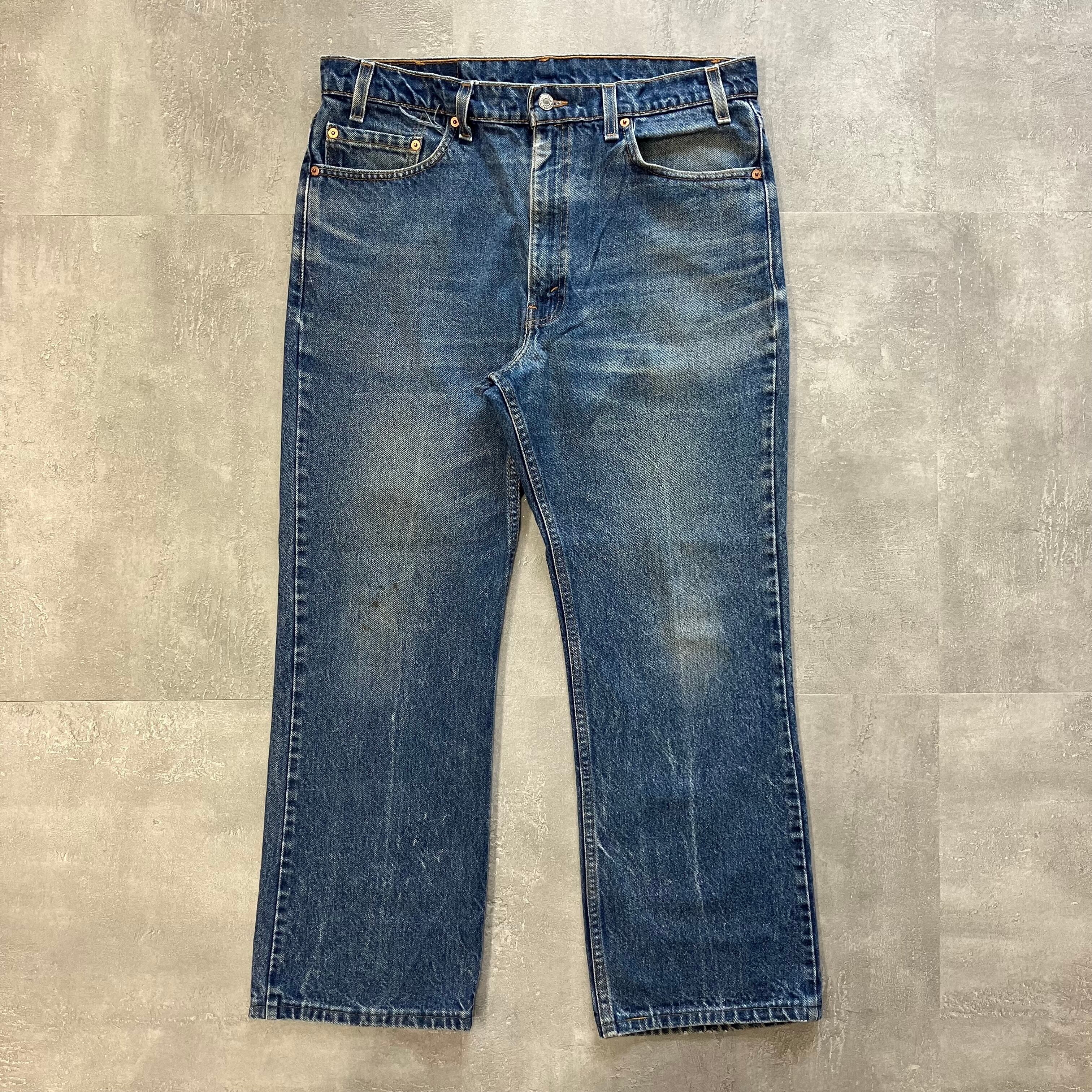 《実寸w35l28》levis517 90s usa製 ブーツカット フレアデニム ヒゲ No.1389