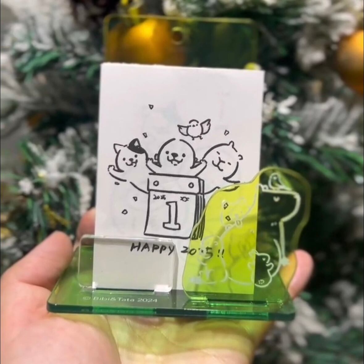 Shineイラストカワウソ＆カピバラ動物2025年カレンダー ミニ日付塗り絵卓上カレンダー