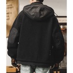 Patch Pocket Long Sleeve Full Zip Boa Jacket ◇2color H0926