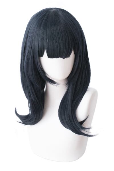 コスプレ耐熱ウィッグ ダークブルー ネイビー セミロング キャラクター