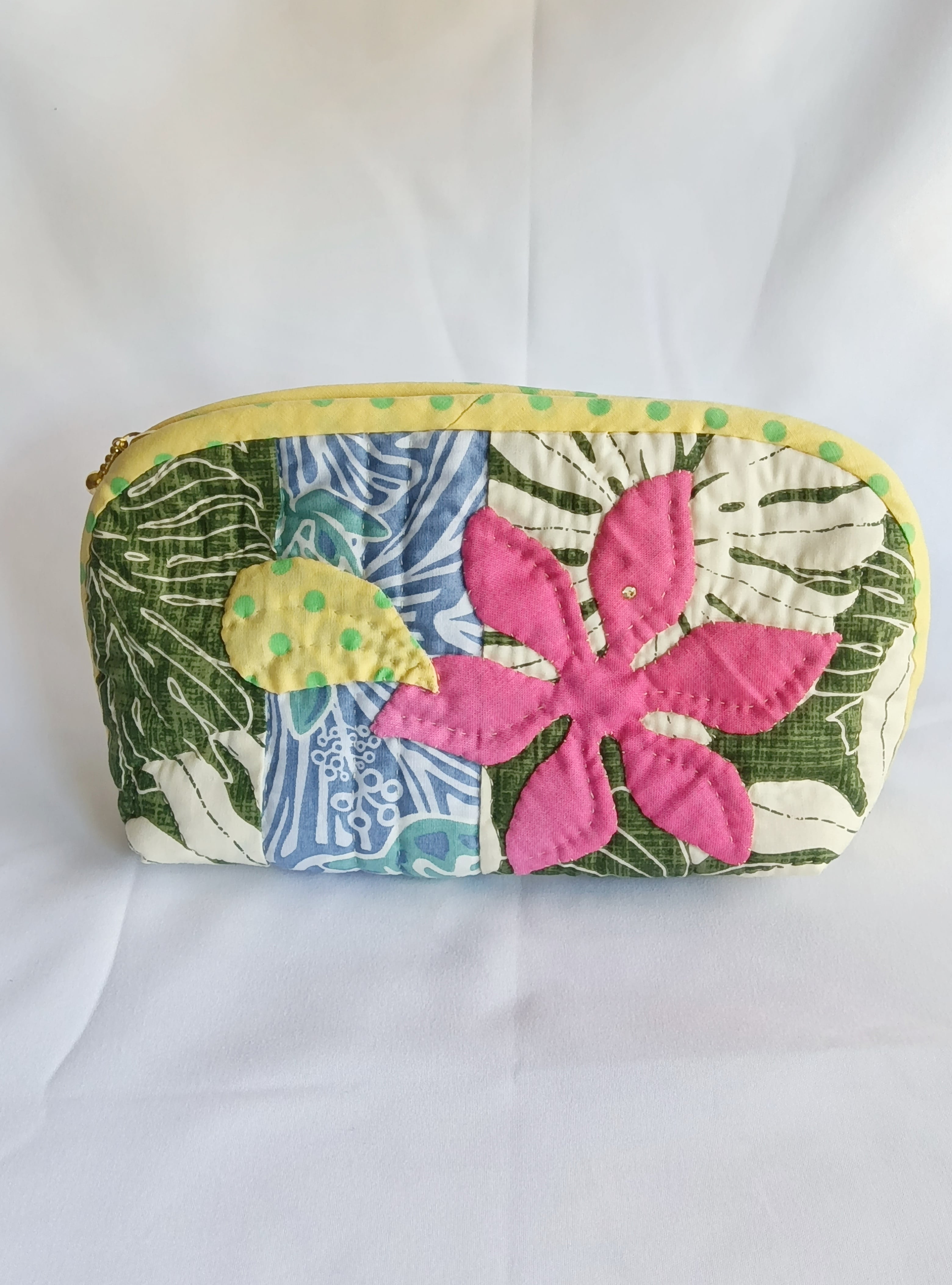 ハンドメイド　ハワイアンキルト　ポーチ HawaiianQuilt Peach】ハワイアンキルトポーチ ティアレ