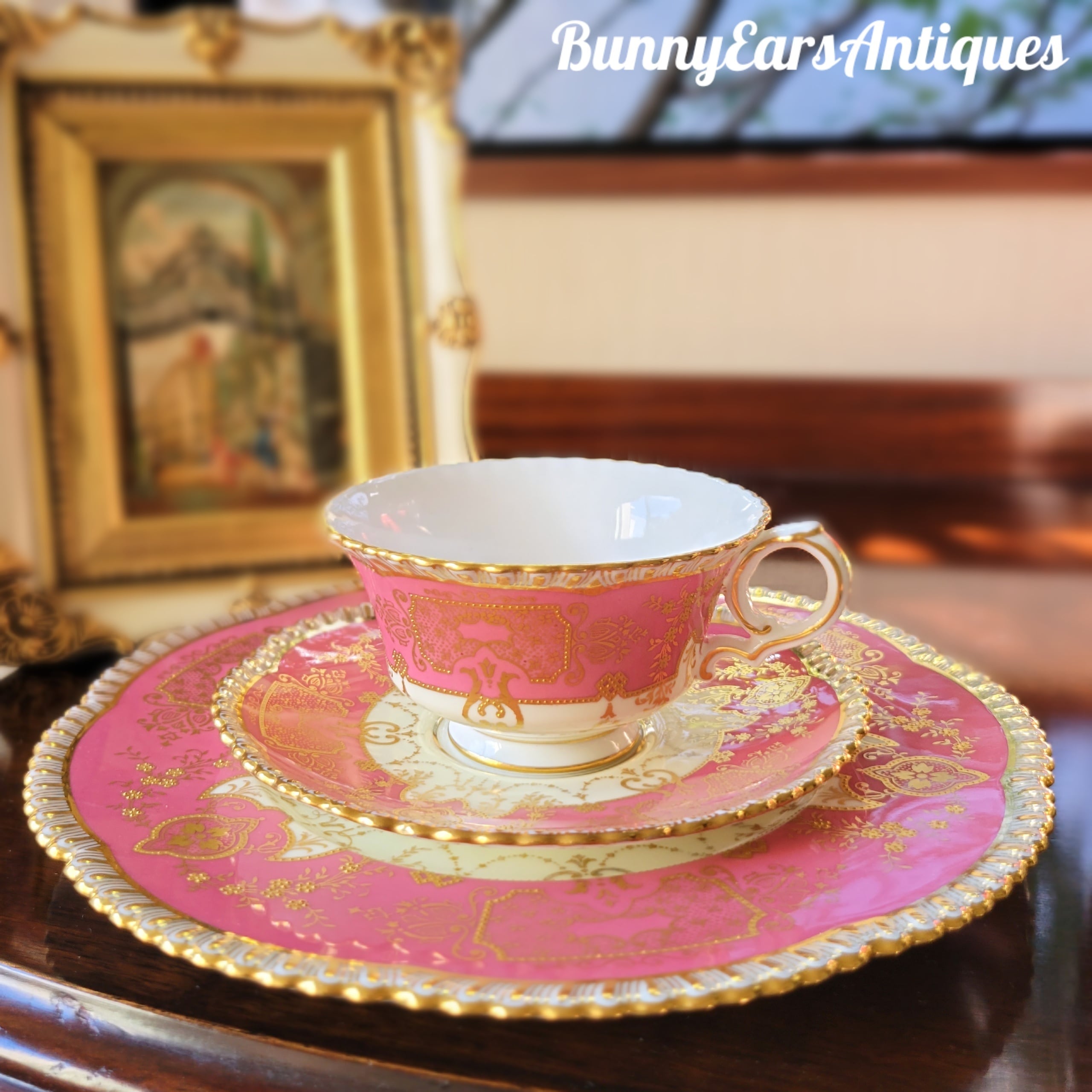 【コウルドン】1920年代製　ピンクの金彩トリオ