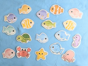 魚釣りごっこセット｜ラミネート済み魚イラスト18点＋クリップ付き