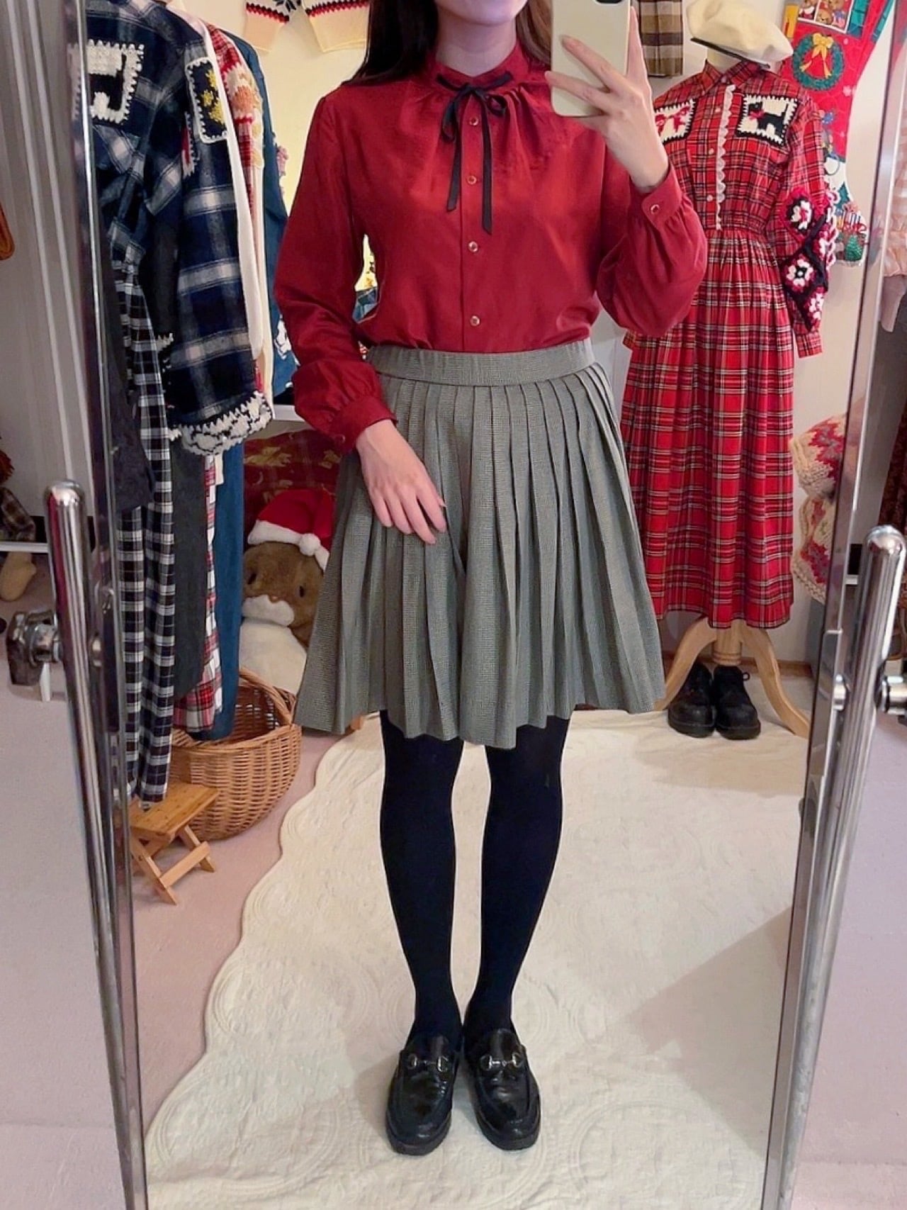 bordeaux black ribbon blouse