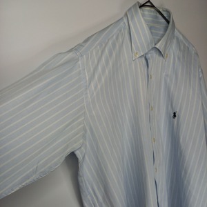 アメリカ製　ポロバイラルフローレン　BDシャツ　刺繍ロゴ　ストライプ　L