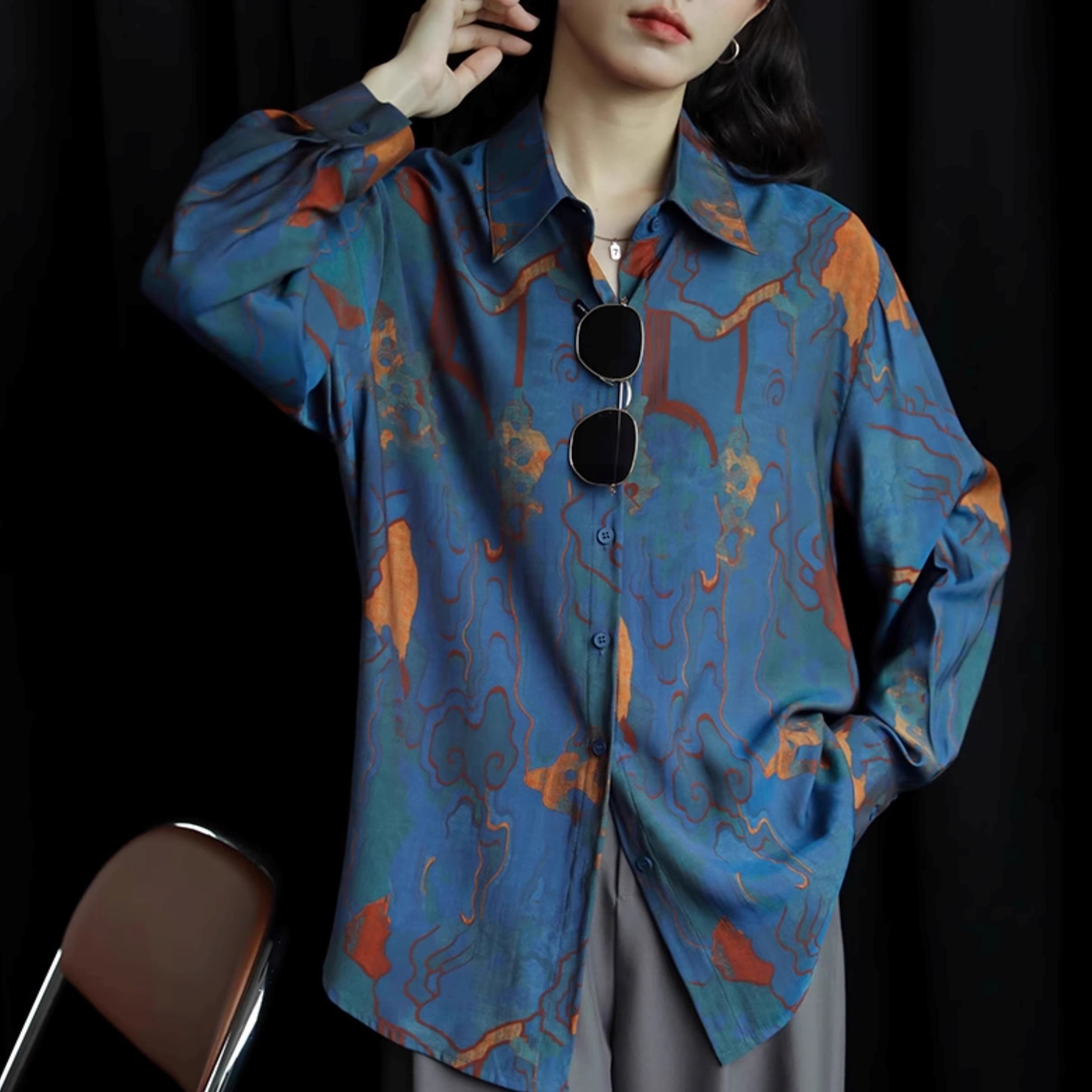 レトロプリントシャツ【G4352】