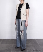 【直営限定ITEM】ドロストフリルペイントベスト (IVORY) CQ-46123H