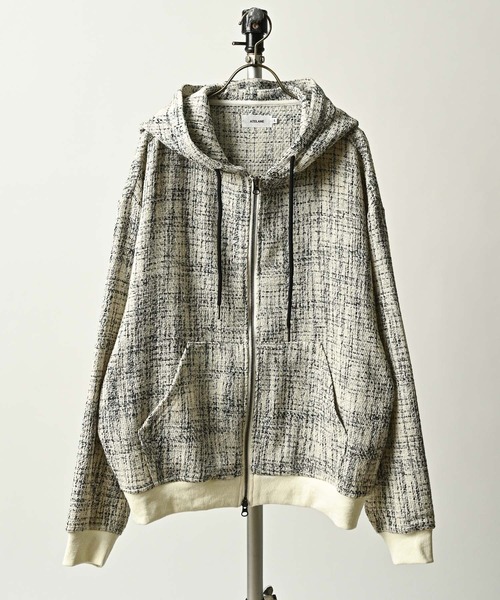 ATELANE Brushed tweed double-zip hoodie (WHT) 26A-13040