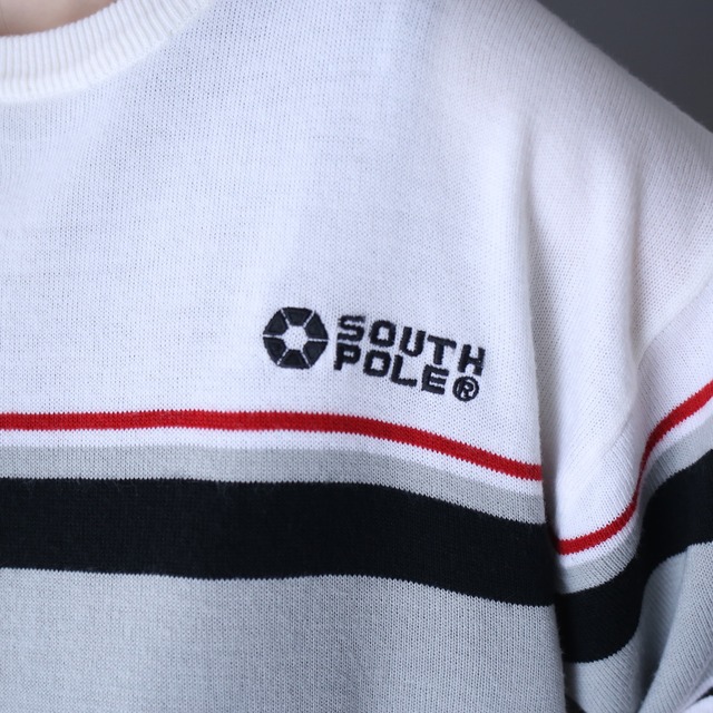 "SOUTH POLE" good coloring border over silhouette h/s knit cut sew