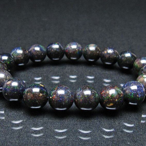 ブラックオパール ブレスレット 11mm 一点物 111-37998