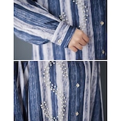 ストライプ柄 ビジュー装飾 シャツワンピース 00158