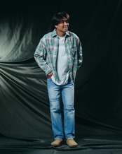 【#Re:room】VINTAGE CRUSH CHECK BIG SHIRTS［RES122］