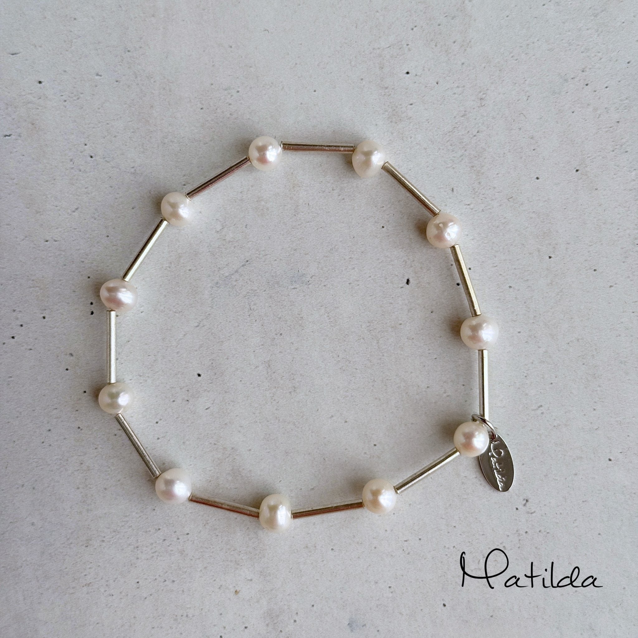 【再販】Tube & stone bracelet(淡水パールS)