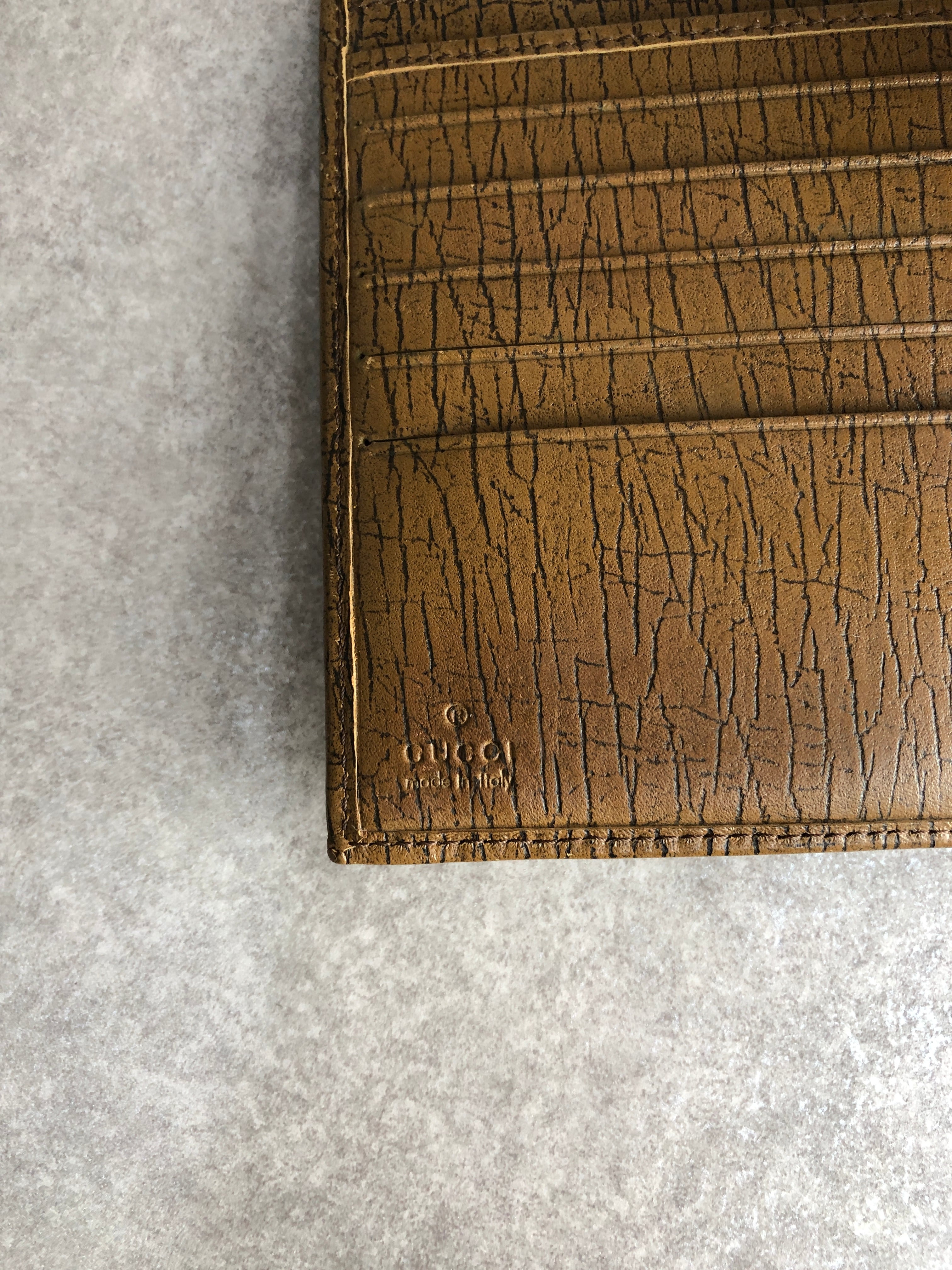 GUCCI グッチ GG 財布 ブラウン バンブー キャンバス 2つ折り vintage