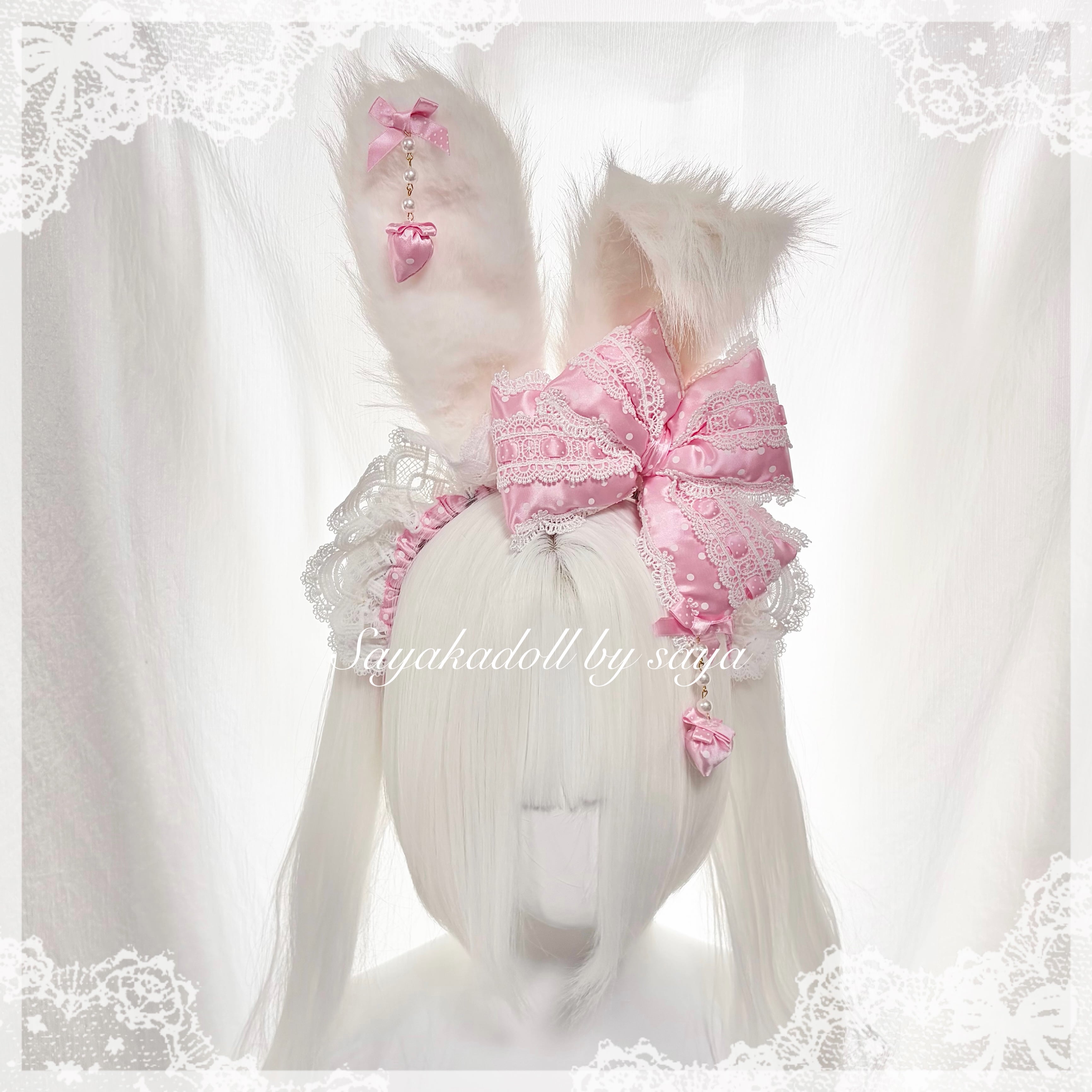 ♡ Princess rose フリルレースリボンヘッドドレス cream
