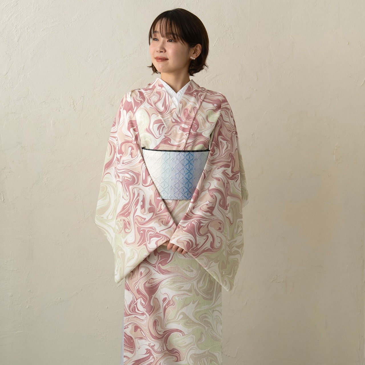 「Autumnマーブル」〜洗えるきもの（シルジェリー）〜