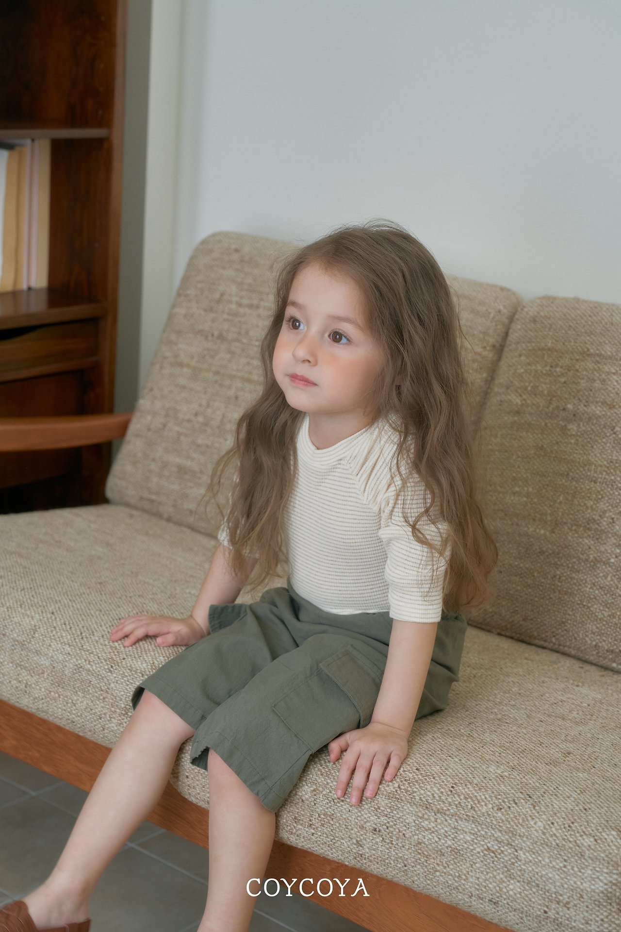 [COYCOYA] Balloon Shirred 3/4 Sleeve T-shirt / [코이코야] 벌룬셔링7부T