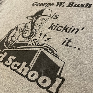 【anvil】リンガー トリム Tシャツ DJ イラスト George W.Bush old school ビッグサイズ XL US古着 アメリカ古着