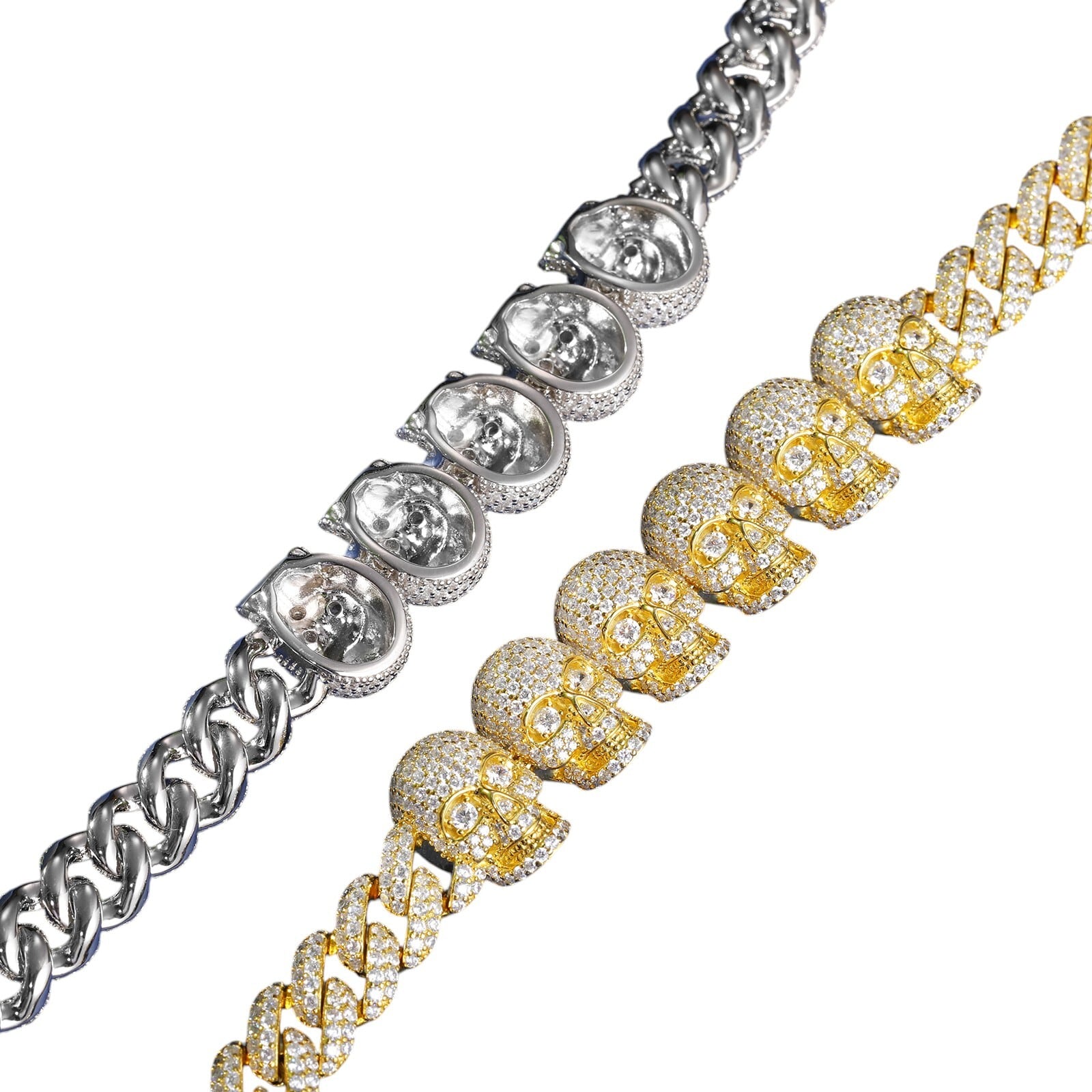 Moissanite Skull Bracelet Brass Luxury Iced Out モアサナイト