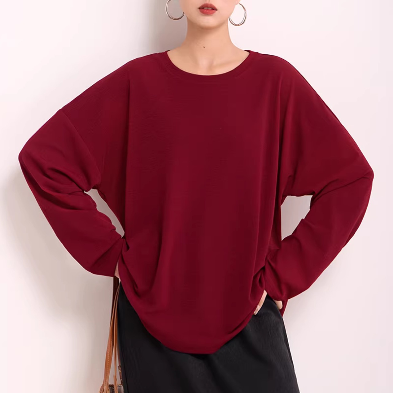 長袖 ラウンドネック オーバーサイズ カットソー 00024・画像7