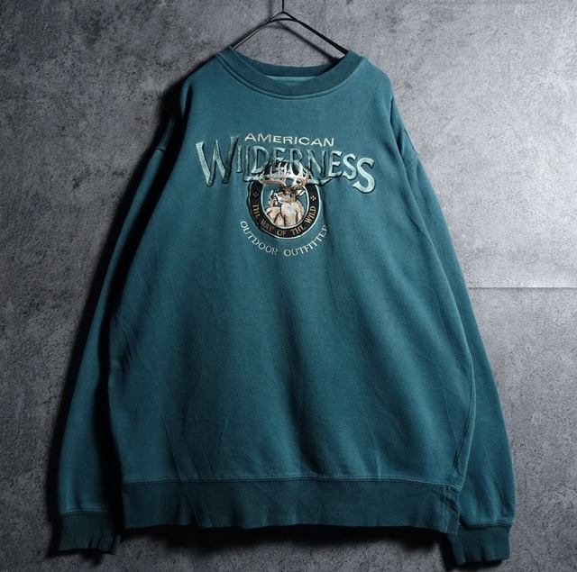 Emerald Green Deer Motif Embroidery Design Sweat