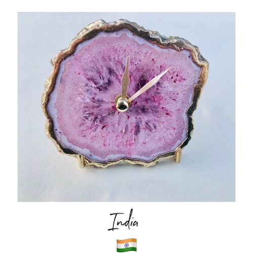 【Made in インド】天然石 ドゥルージー 時計 ⁑ Powder Pink Agate clock