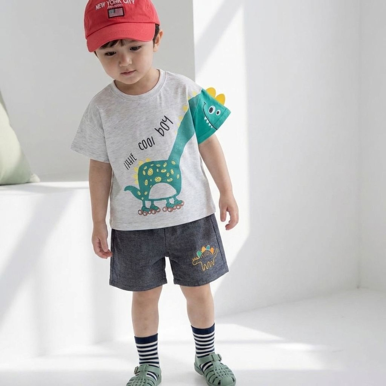 [Orangemom] Dinosaur Foam Span Pants / [오렌지맘] 공룡발포span바지