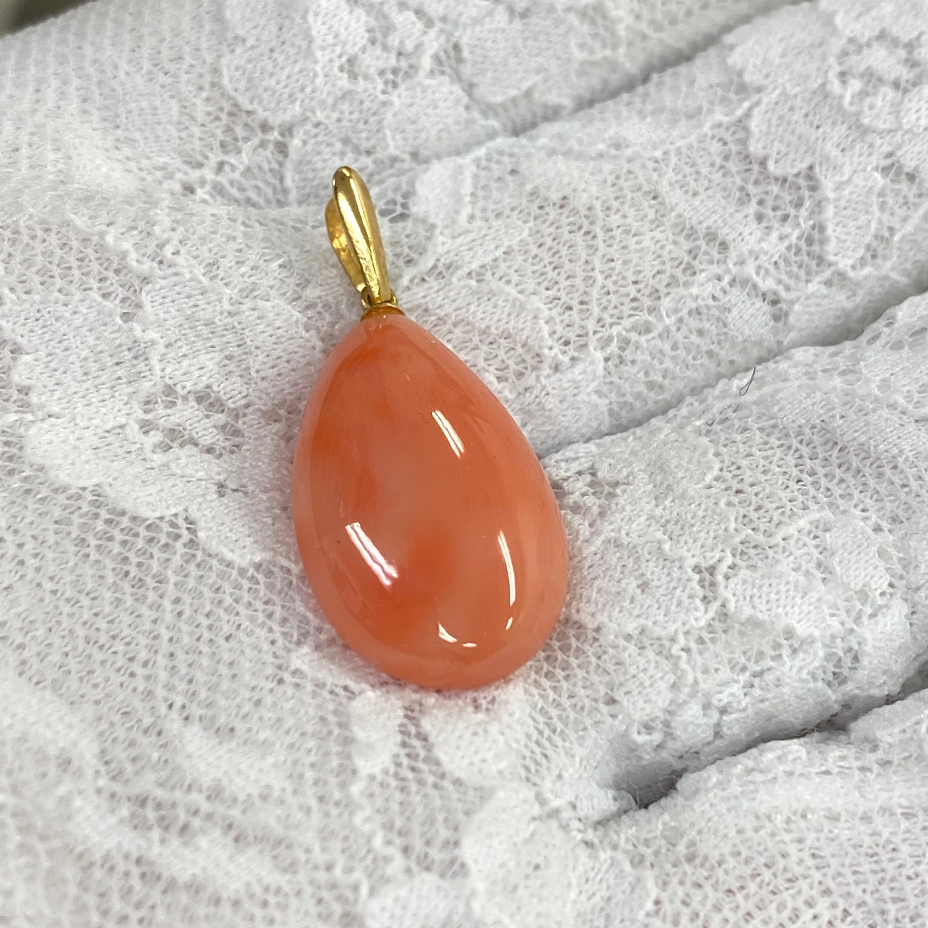 桃珊瑚 楽天市場】『希少』 【豪華 】桃珊瑚ペンダントトップ 18.2ミリ K18