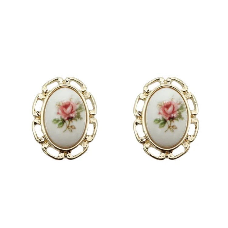 ヴィンテージ風ローズピアス3411