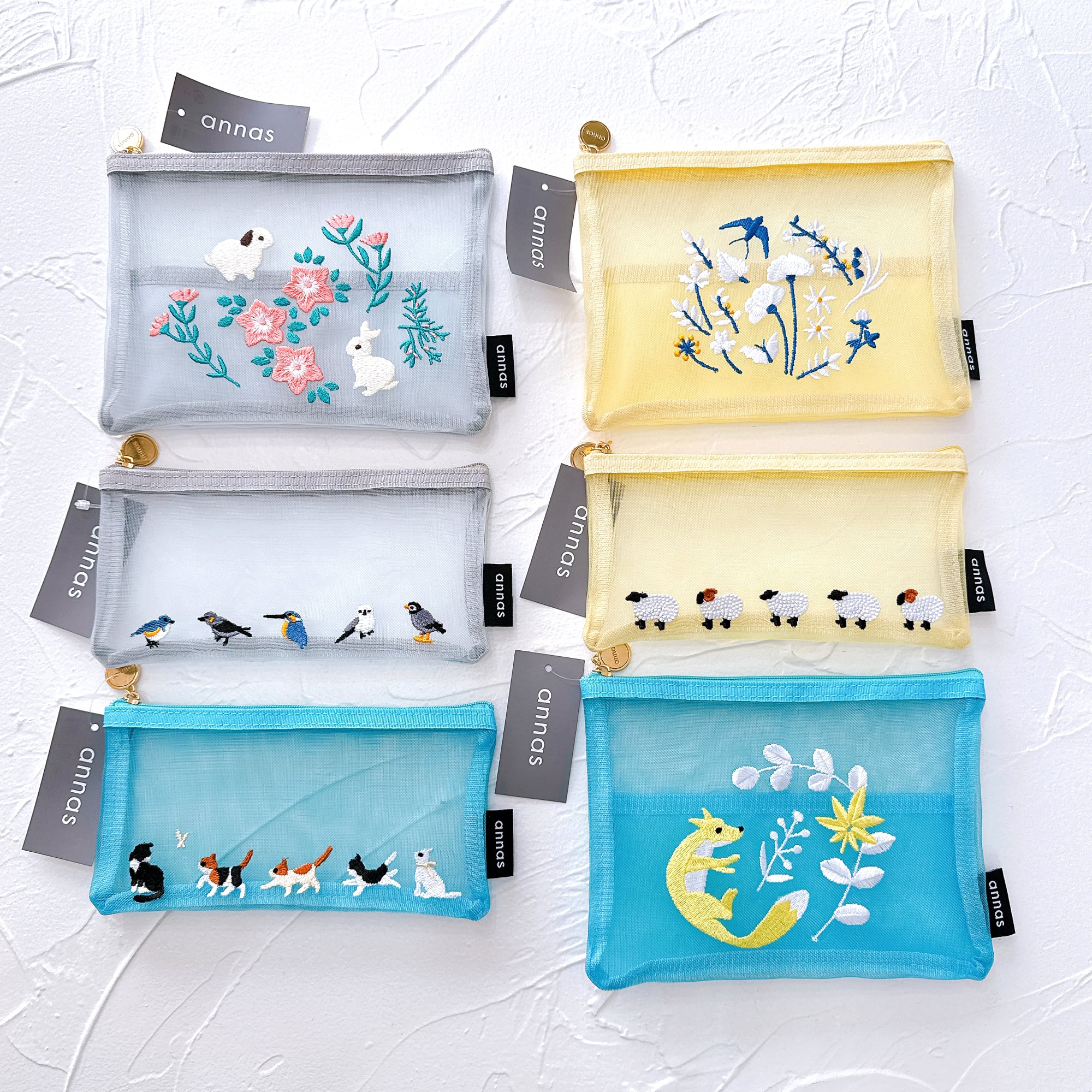 annas刺繍文具】刺繍メッシュペンポーチ｜トリ | Net store アンナとラパン