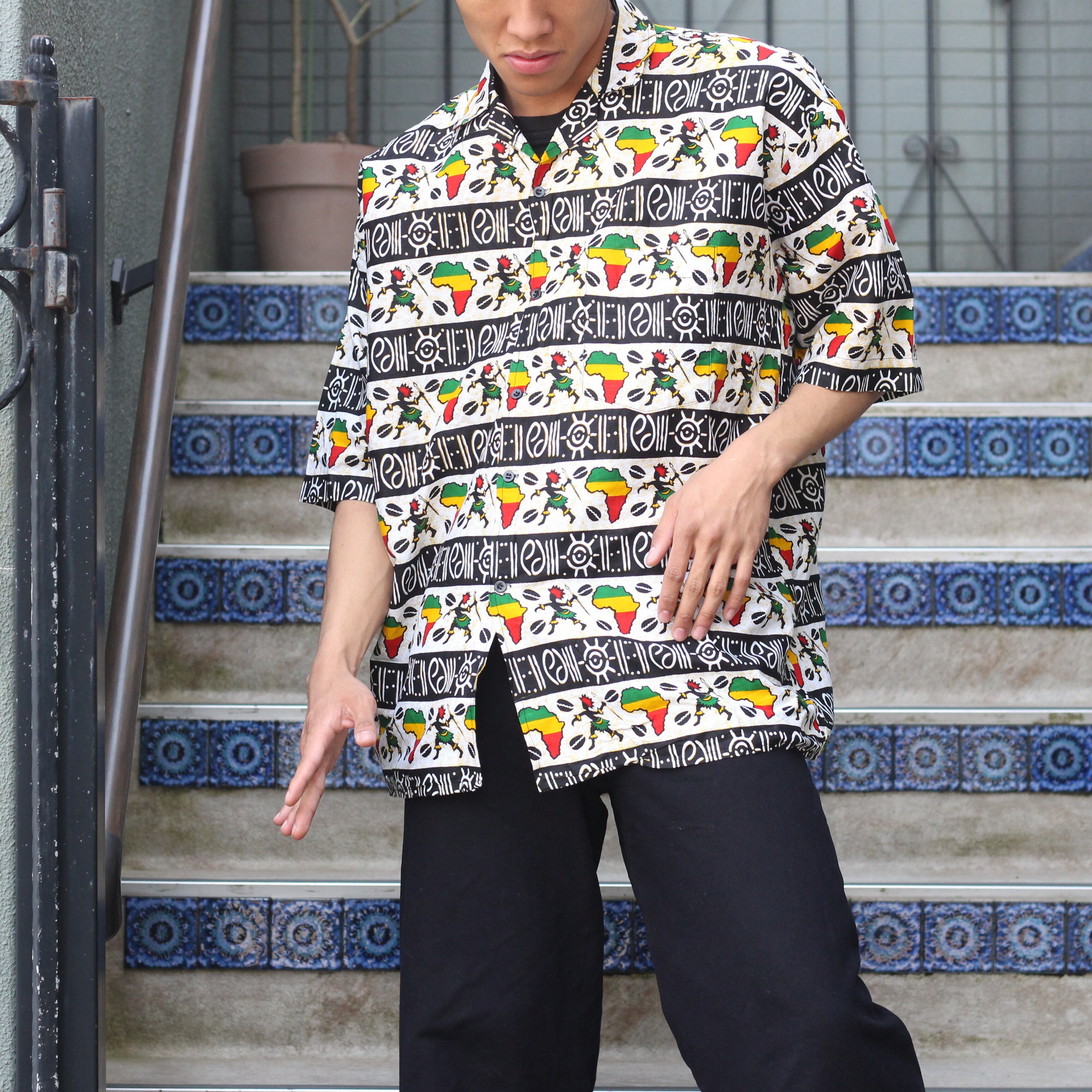 USA VINTAGE AFRICAN PATTERNED DESIGN SHIRT/アメリカ古着アフリカ柄