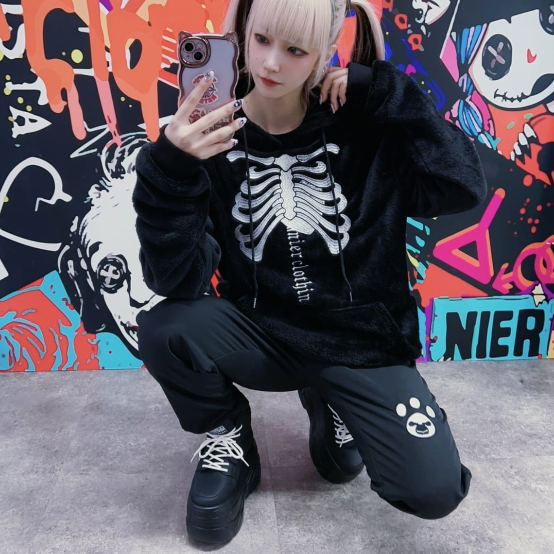 裏地防寒もこもこZIPポケットスウェットパンツ【足跡DESIGN】 | NIER