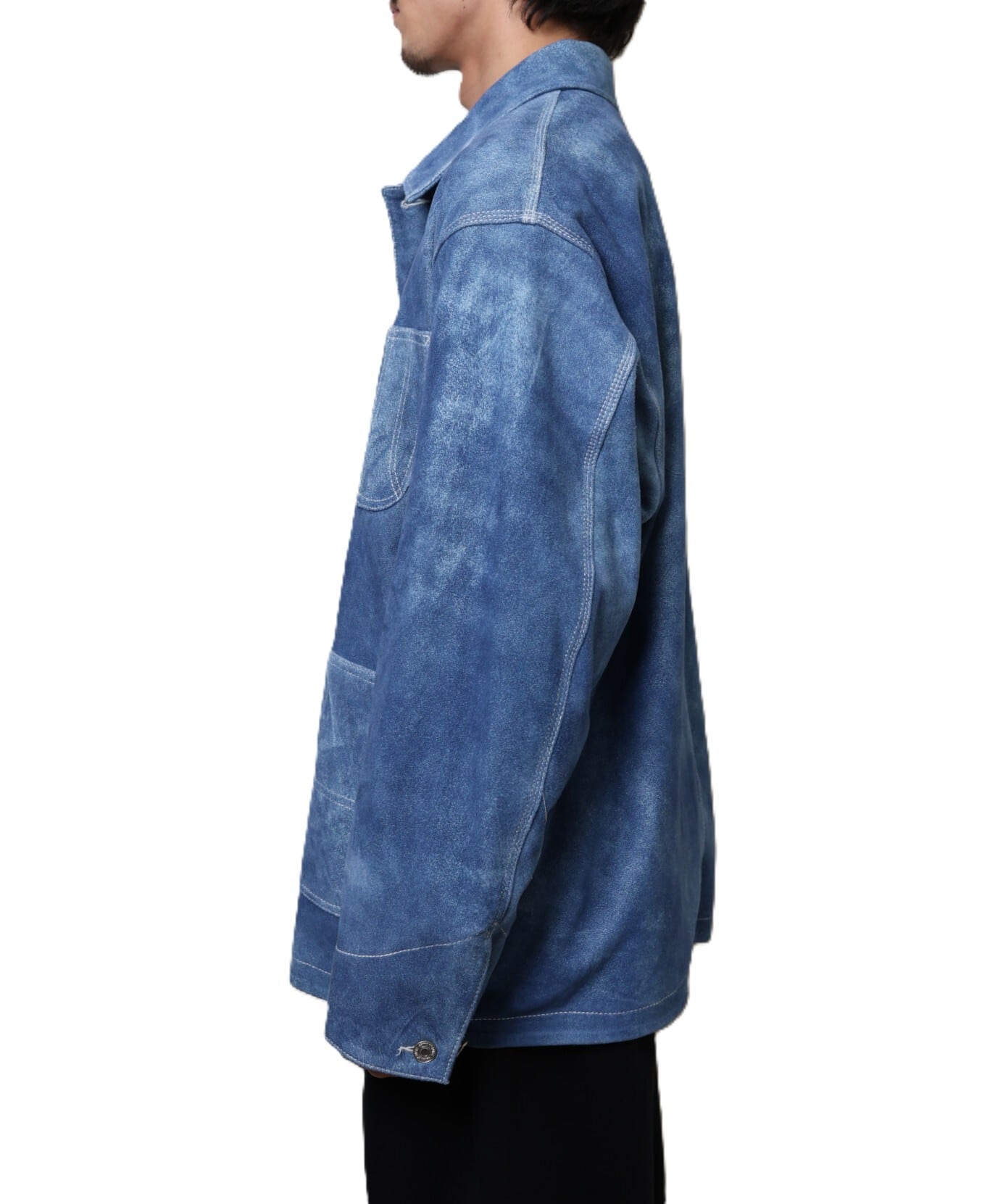 SEVEN BY SEVEN / 800-6125005 LEATHER COVERALL JACKET (LIGHT INDIGO